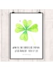 Mr. & Mrs. Panda Wandposter Blume Kleeblatt mit Spruch in Weiß