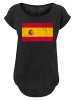 F4NT4STIC Long Cut T-Shirt Spain Spanien Flagge distressed in schwarz