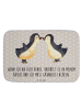 Mr. & Mrs. Panda Badematte Pinguine Kuss mit Spruch in Grau Pastell
