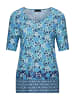 GOLDNER Shirt in türkis / blau / weiß / gemustert
