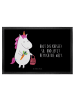 Mr. & Mrs. Panda Fussmatte Einhorn Gemüse mit Spruch in Schwarz