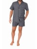 NORMANN kurzarm Schlafanzug Shorty Pyjama gewebt zum Knöpfen - 80178 in grau