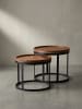 KADIMA DESIGN Beistelltisch-Set Massiv | 2 Runde Tische, Metallgestell in Braun