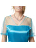 tectake Seidig glänzendes Einteiler-Kleid, blau/weiß
