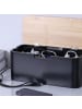relaxdays Kabelbox in Natur/ Schwarz - (B)34 x (H)14,5 x (T)11 cm