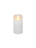 STAR Trading LED Blockkerze ,Glow' mit Batterie und Timer, Echtwachs, weiß, 10cm