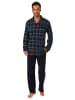 NORMANN Schlafanzug Pyjama zum durchknöpfen Karo - 75269 in marine