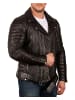 Reichstadt Herren Slim Fit Bikerjacke Crocodile Silver Zipper in Black