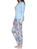 NORMANN Pyjama Schlafanzug langarm Hose floralem print in blau