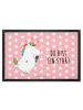 Mr. & Mrs. Panda Fußmatte Einhorn Sänger mit Spruch in Rot Pastell