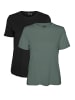 Vero Moda 2er Pack Basic T-Shirt VMPAULA in Schwarz-Khaki