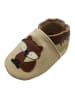 Yalion Baby-Lederlaufschuhe mit rutschfester Sohle – Cremefarben mit Fuchsmotiv 