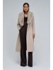Salsa Jeans Wollmantel Long Wool Coat Faux Fur Belt in Medium Beige V1