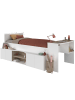 58 aufm Kessel HOCHBETT Parisot Cleo 90x200 mit Schreibtisch Holznachbildung Weiß