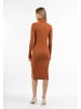 DreiMaster Damen Strick Langarmkleid Midi in Rostbraun