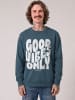 wat? Apparel Sweatshirt Good vibes only in Petrol