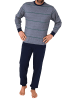 NORMANN Langarm Schlafanzug Bündchen Streifen - 77864 in blau