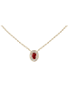 Jacques Lemans Damen-Kette Edelstahl mit Zirkonia Gold/Rot