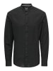 Only&Sons Leichtes Leinen Hemd Langarm Slim Fit Shirt ONSCAIDEN in Schwarz