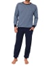 NORMANN Langarm Schlafanzug Pyjama Bündchen Streifen in marine