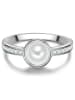 Trilani Ring aus Sterling Silber mit Zirkonia Muschelkernperle in silber