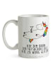 Mr. & Mrs. Panda Tasse Einhorn Blümchentail mit Spruch in Weiß