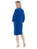 Aquarti Aquarti Damen Velours Bademantel Morgenmantel Kurz mit Reißverschlus in blau