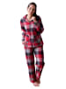 NORMANN Flanell Pyjama Schlafanzug Karodesign in rot