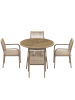 ABRIHOME Gartenmöbel Set in Braun 5-tlg mit Glastisch 4 Stühlen für Terrasse