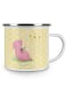 Mr. & Mrs. Panda Camping Emaille Tasse Schwein Glück ohne Spruch in Gelb Pastell
