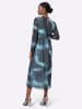 creation L Mesh-Kleid in marine-kalkmint-bedruckt