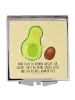 Mr. & Mrs. Panda Klappspiegel Avocado Kern rollt mit Spruch in Gelb Pastell