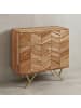 KADIMA DESIGN Sideboard 90x86,5x40 cm Akazie Massivholz / Metall Anrichte, Kommode