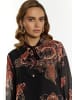 faina Damen Bluse Mit Barockprint in Schwarz Orange Mehrfarbig