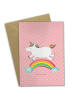 Mr. & Mrs. Panda Glückwunschkarte Einhorn Regenbogen ohne Spruch in Rot Pastell