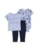 carter's 3-tlg. Set Body kurzarm, T-Shirt und Jogginghose Meer in Blau