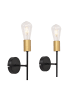 ZMH 2er-Set Wandleuchte in schwarzgold E27 Vintage Metall Hallampe