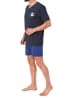 NORMANN Kurzarm Schlafanzug Shorty Pyjama Streifen in blau