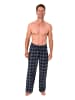 NORMANN Lange Schlafanzug Pyjama Flanell Hose kariert - 88088 in grau/marine