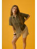 CULTURE Shorts CUaniela Relaxed fit in Dusky Green/Whitecap Stripe
