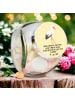 Mr. & Mrs. Panda Bonbonglas Storch mit Spruch in Gelb Pastell