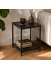 SCENA LIVING Quadratischer Beistelltisch mit Gitterablage in Schwarz, 45 x 55 x 45 cm
