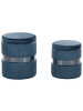 Beliani 2er-Set Pouf DORIS in Blau/Silber