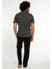 CiTO Schlafanzug - T-Shirt mit Hose lang Night & Home in Grau / Schwarz