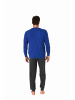 NORMANN Schlafanzug Pyjama langarm Bündchen - 70558 in blau