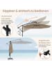 COSTWAY 350 cm Sonnenschirm mit Ständer & LED in Braun
