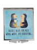 Mr. & Mrs. Panda Kosmetikspiegel Pinguin Pärchen mit Spruch in Eisblau