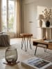 KADIMA DESIGN Beistelltisch Massivholz | Baumstammoptik, Metallbeine, Robust in Hellbraun