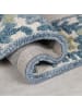 KADIMA DESIGN Teppich Kurzflor Unifarben, Floral Bordüre, Wohnzimmer in Blau-Beige