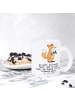 Mr. & Mrs. Panda Teetasse Fuchs Fitness mit Spruch in Transparent